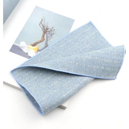 High Quality Wool Pocket Square Mens Business Handkerchief Striped Solid Color Gentlemen Wedding Designer Chest Towel 23CM*23CM