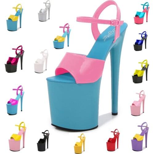 Plus Size 43 Women Sandals Belt Buckle High Heels 20cm Ladies Sexy Shoes Model Catwalk Pole Dance Weding Shoes Woman Gladiator