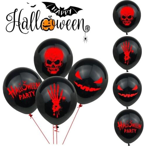 10pcs Halloween Party Balloons Latex Black Ghost Bloody Balloons For Halloween Party Supplies