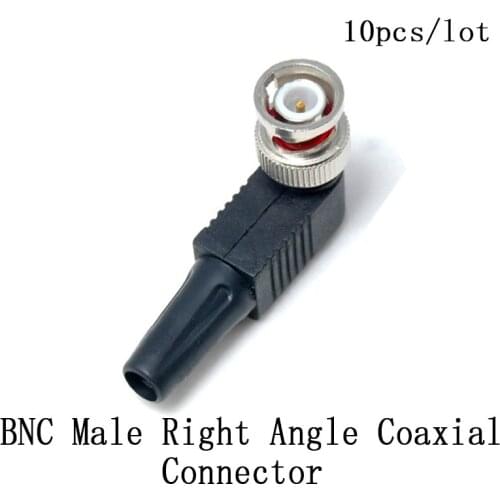 10pcs/lot CCTV RG59 BNC Male Solderless Right Angle Connector BNC Male Right Angle Coaxial Connector for RG59