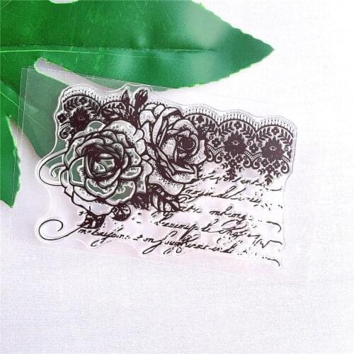 12*7 Vintage Rose Craft Transparent Silicone Stamp Seals for DIY Scrapbooking Photo Album Decorative Card Making Clear Stamps