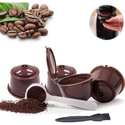 4Pcs Reusable Nespresso Coffee Capsule With Spoon Brush Nespresso Capsule Filters Cup Storage Capsule Holder Kitchen Accessories