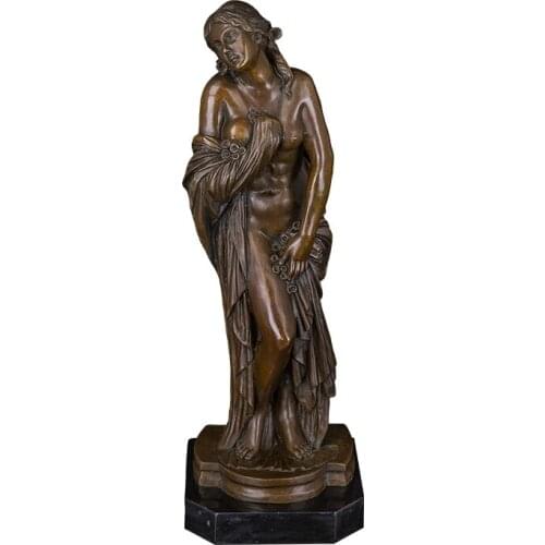 ArtsHom DS-537 Modern Bronze Sexy Woman Sculpture Robe Belle Bronze Statue Female Figurine for Bedroom Decoration