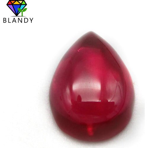Free Shipping AAAAA Loose #5 Red Stones 3*5~10*12mm Pear Cabochon Cut Synthetic Corundum Stone