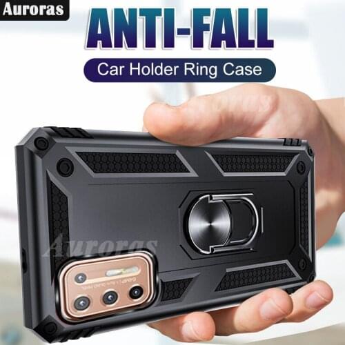 Auroras For Motorola G9 Plus Case Luxury Armor Soft Shockproof Cover Silicone Car Holder Ring For Moto G9 Plus Case