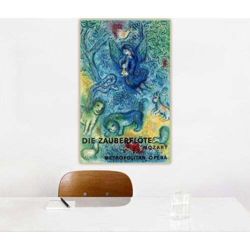 Citon Marc Chagall《Mozart Magic Flute》Canvas Oil Painting Famous Artwork Poster Picture Wall Background Decor Home Decoration