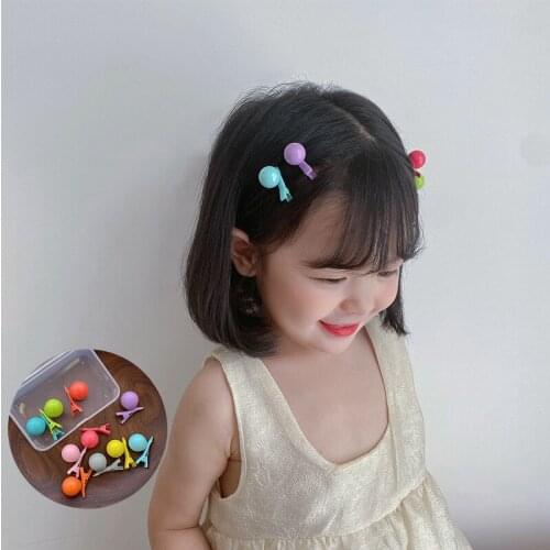 Korean Style Children Barrettes Rainbow Color Ball Mini Duckbill Clip BB Clip Set for Kids Girl Hair Accessories
