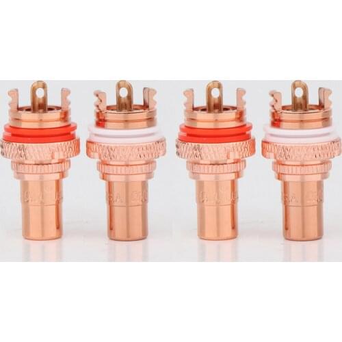 8pieces High Performance Pure Red copper Plated RCA socket