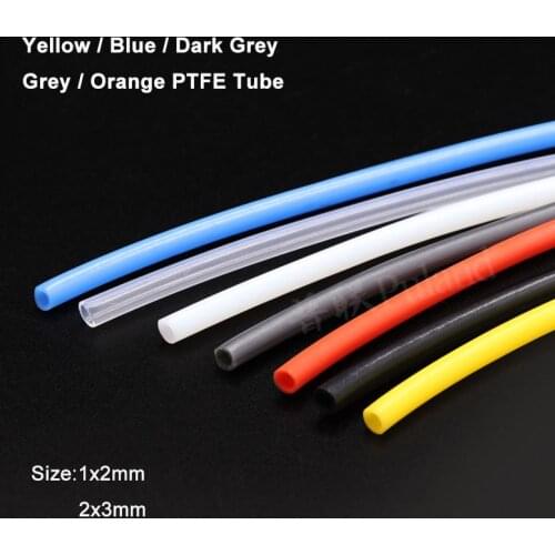 1x2mm 2x3mm PTFE Tube Insulated Pipe Temperature Corrosion Resistance Yellow Blue Grey Orange