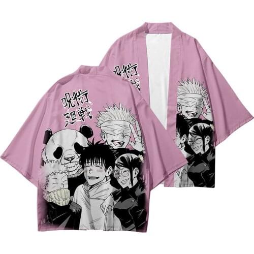 Anime Jujutsu Kaisen Itadori Yuji Yukata Kimono Cloak Shirts Men Women Haori Cardigan Coat Chiffon Bathrobe Tops Cosplay