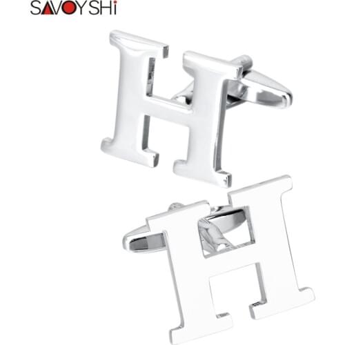 SAVOYSHI Fashion Letter H Cufflinks For Mens Shirt Accessories High Quality Brand Cuff Buttons Wedding Gift Jewelry Gemelos