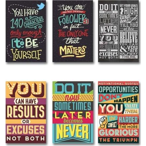English Motivational Poster Inspirational Blackboard Words for Wall Home Classroom Poster Decor Painting Picture Canvas Painting