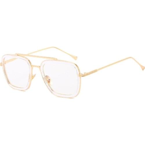 Bohosco Oversized Men Women Sunglasses Retro Square Metal Sun Glasses Vintage Traveling Sun Glasses Goggles Eyewear