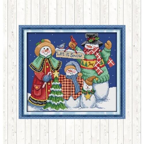 Christmas Snowman Count Cross-stitch Kits for Embroidery Kit DMC DIY Needlework 14ct 11ct Printed Canvas for Embroidery Crafts