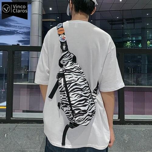 Fashion Zebra Pattern Chest Bags Unisex Trend Chest Bag Cute Cow Sling Bag for Teenager Girls Reflective Zipper Design Small Bag