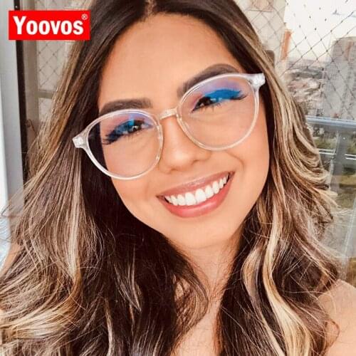 Yoovos Round Glasses Women 2021 Blue Light Glasses Frame Vintage Eyeglasses Frames Flat Mirror Glasses Brand Lentes De Mujer