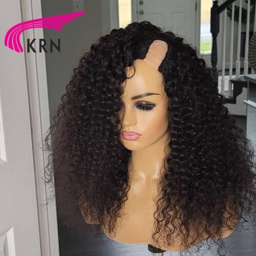 U Part Wig 180 Density Glueless Human Hair Wigs Brazilian Remy Human Hair Wigs Nature Curly Wig Human Women Hair