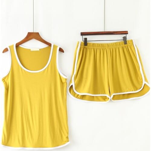 Pijama Women Pajama Set Modal Sleeveless Loose Sleepwear Set Pyjamas Femme Pijama Sexy Nightgown Pajamas Sleepwear Homewear