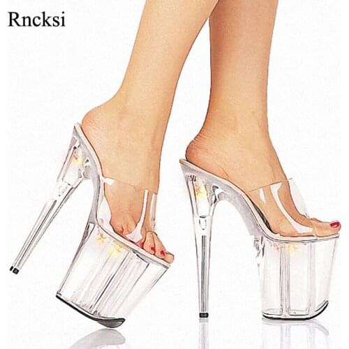 Rncksi New Sexy Women 20CM Super High Heel Platforms Pole Dance/Performance/Model Shoes Lady Wedding Party Slippers Shoes
