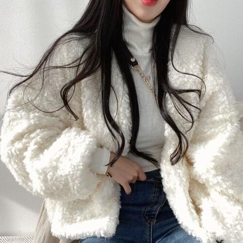 Chic Women Casual Coat Korean Style Solid V-neck Long Sleeve Oversized Jacket Female All-matching Outwears Winter Clothes 2020