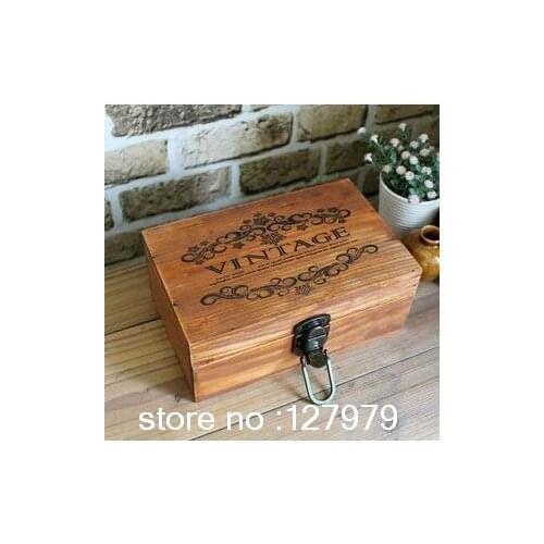 Storage box, retro jewelry box, to do the old wooden box with lock, secret, Wood case, boxes
