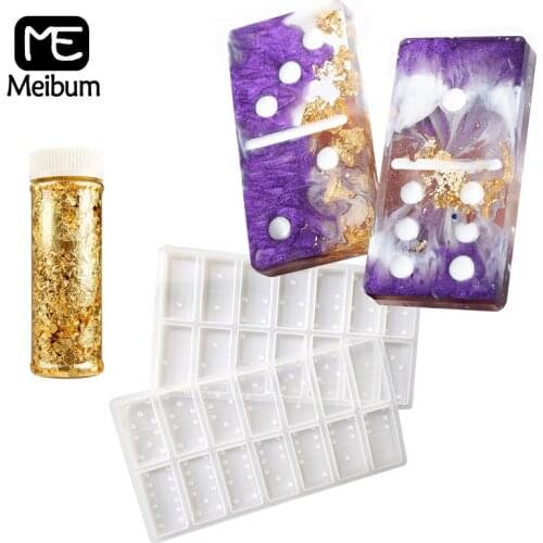 Meibum Epoxy Resin Dominoes Silicone Cake Mold Gold Leaf Flakes Decorating Tools Polymer Clay Mould Chocolate Molds Soap Making