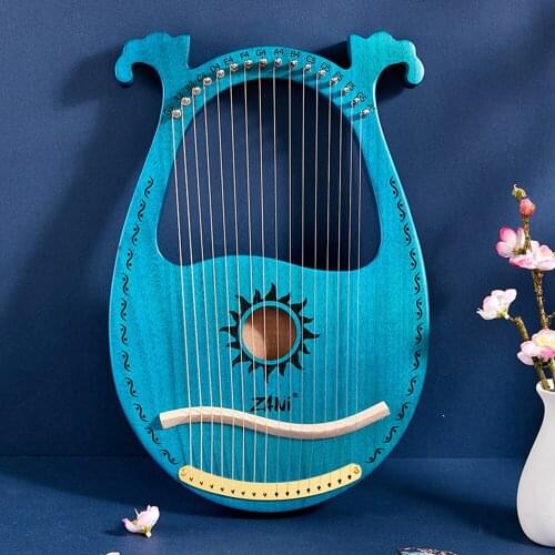Lightweight Lyre Harp Stringed Instruments Sun God Pattern 16 Strings / 19 Strings Spare Strings Audio Sticker Solid Wooden