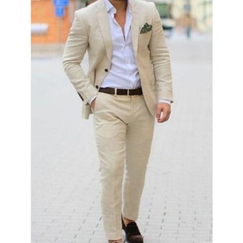Light Beige Wedding Suits Tailored Suits Custom Made Suits Men Tuxedo Wedding Suits For Men Costume Sur Mesure Homme Mariage