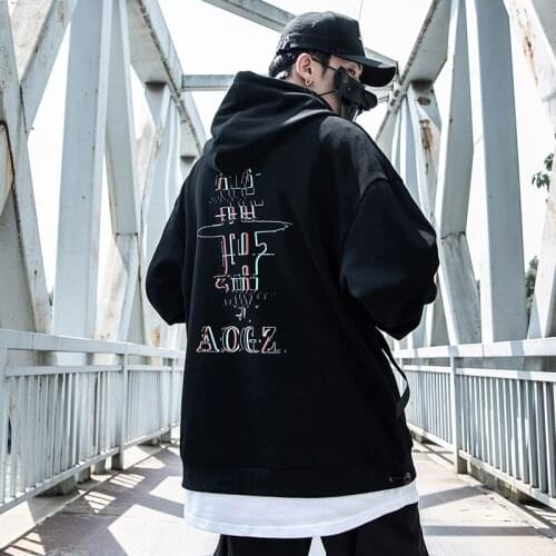 Japanese Hoodie Sweatshirt Men Harajuku Streetwear Dark Fake Two Piece Turtleneck Pullover Fall Punk Oversized techwear Hoodies