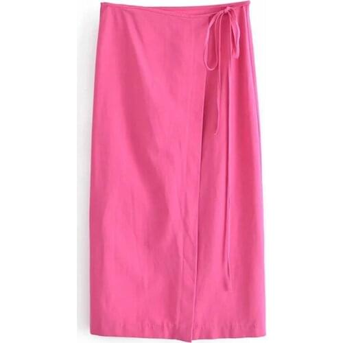 BBWM Skirts Women 2021 Side Lace Up Long Skirt Woman Summer High Waisted Midi Skirt Fashion Streetwear Hem Slit Skirt