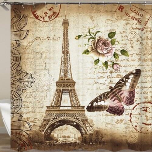 Paris shower curtains with hooks bathroom Decor fabric shower curtain 3d funny bath curtains waterproof shower curtain or mat