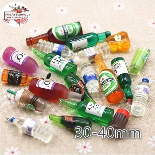 10pcs resin 3D cute kawaii wine/water bottle Cabochon imitation food drink Art Supply Decoration Charm DIY Craft