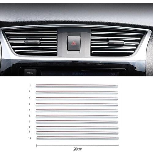10Pcs/set Car Air Conditioner Outlet Decorative U Shape Moulding Trim Strips Accessories for Acura RLX CL EL CSX ILX MDX NSX RDX