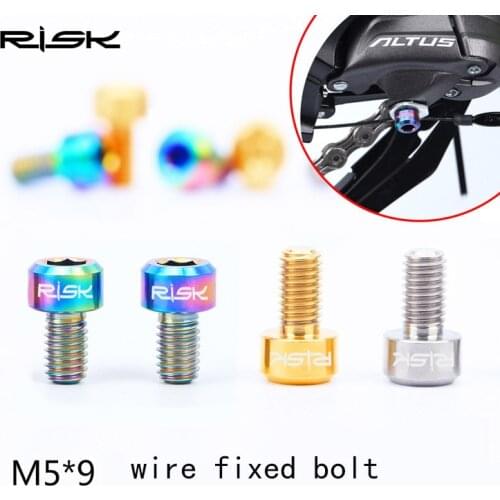 RISK 2PCS M5x9 mm Bicycle Rear Derailleur Bolt Titanium Alloy MTB Mountain Bike Front Derailleur Cable Inner Wire Housing Screws