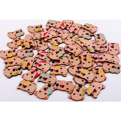 30pcs 2 Holes mixed cute dog Painted Wooden Buttons Fit Sewing and Scrapbooking 22x28mm Sewing Buttons For Craft DIY