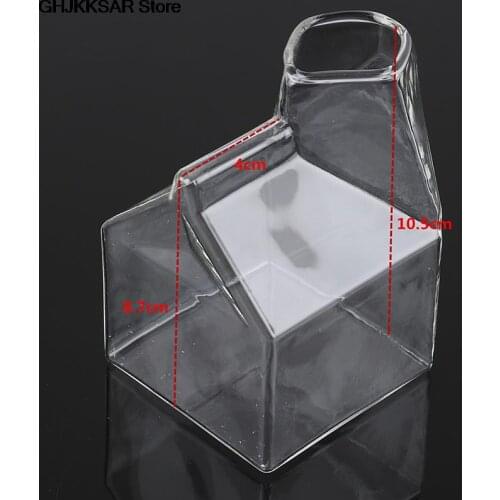 250ML Half Pint Milk Carton Style Creative Mini Creamer Jug Glass Milk Mug