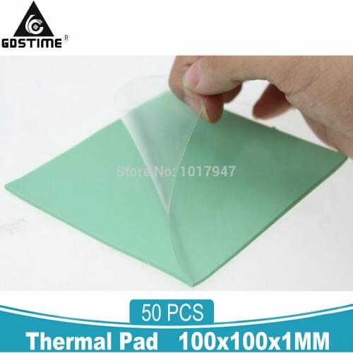 50 Pieces Gdstime 100mm*100mm*1mm Thermal Pad GPU CPU Heatsink Cooling Conductive Silicone Pads 1mm