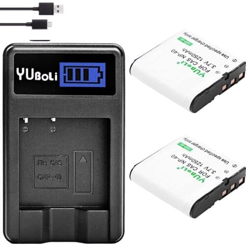 2x NP-40 NP 40 NP40 Camera Battery + LCD USB Charger for Casio EX-Z30/Z40/Z50/Z55/Z57/Z750 EX-P505/P600/P700 PM200 camera