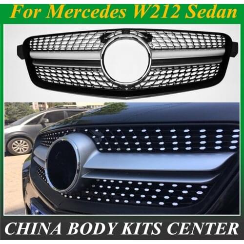 E Class Diamond Grille For Mercedes Benz W212 Sedan Chrome Pre-Facelift Front Racing Grill 2010-2013 E200 E260 E300 E350 E400