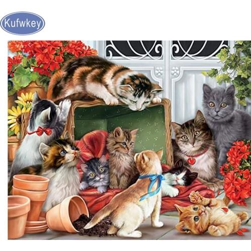 Diamond embroidery Full square diamond painting garden cat animal diy 5d mosaic diamond pictures Cross Stitch home decoration