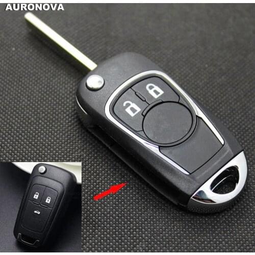 AURONOVA New Upgrade Folding Key Shell for Chevrolet Cruze Aveo Flip Folding Key 3 Buttons Remote Car Key Case DIY