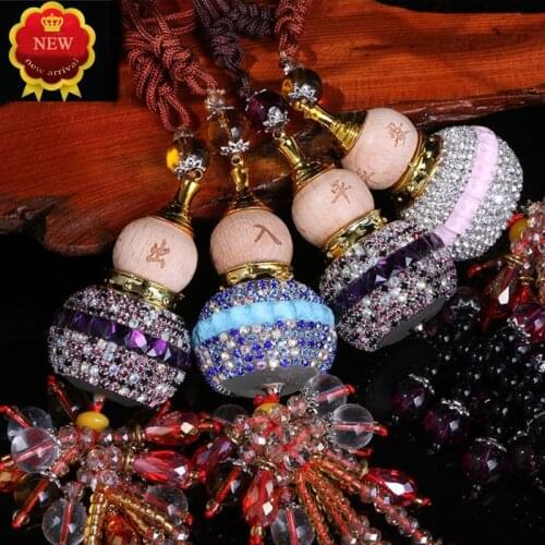 Car Pendant Ornaments Crystal Diamond Gourd Car Rearview Mirror Perfume Bottle Pendants Key Chain Keyring For Car Accessories