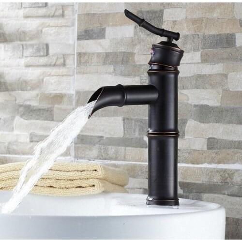 Bamboo Style Black Oil Rubbed Bronze Antique Brass Bathroom Sink Basin Mixer Tap Faucet One Hole Single Handle mnf221