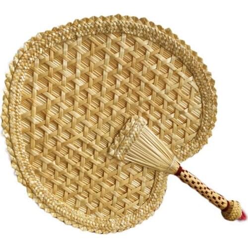 Pure Hand-Woven Wheat Straw Fan Old Man Summer Natural Hand Fan Environmentally Friendly Hand-Woven Fan Decoration Heart Fan
