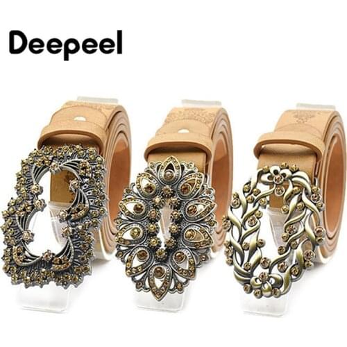 Deepeel 1pc 3.5*115cm Alloy Smooth Buckle Belts Fashion Corset Wide Female Belt with Rhinestone Buckles Decorative Waistband