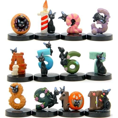 12pcs/lot My Neighbor Totoro Kiki Kikis Delivery PVC Cat Action Figure Doll Anime Service Black Cosplay Resin Plastic Model