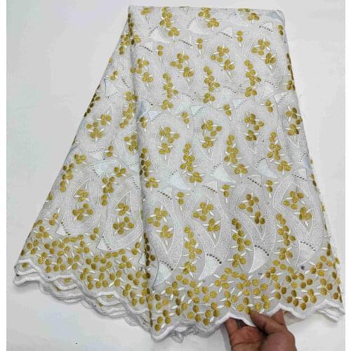 Hot Sale High Quality African Punch Cotton Lace Fabric With Stones Embroidery Swiss Voile Lace In Switzerland For Wedding Sewing