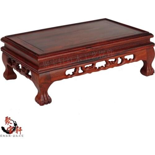 Red square steller vase flowerpot rosewood carving furnishing articles of Buddha annatto handicraft base