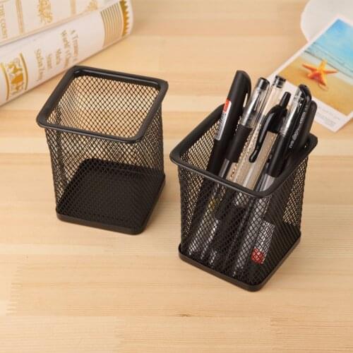 Creative Stationery Metal Grid Office Square Multi-functional Pen Holder Style Desktop Office Storage Decoration