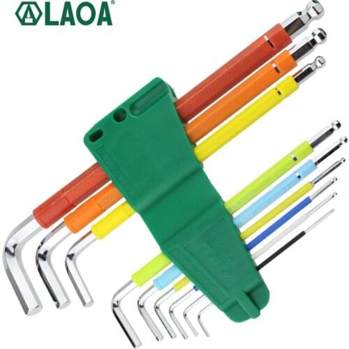 LAOA 9PCS Colorful Hex Wrench Set Two End with Ball Head or Torx Head Combination Hexagonal Screwdriver Mini Handtools